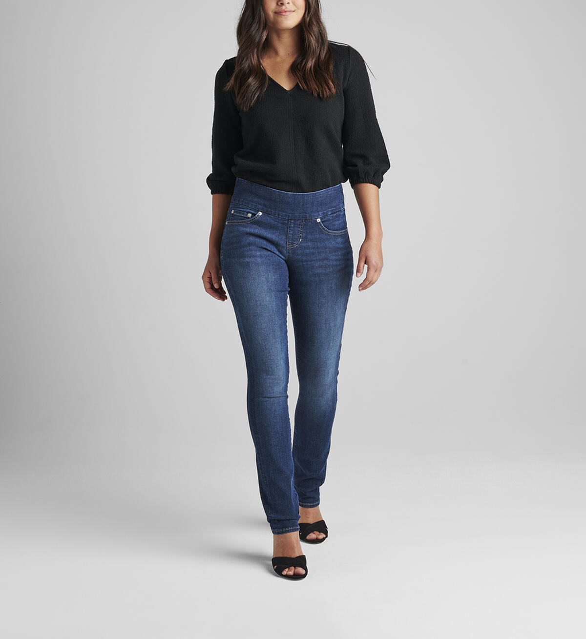 Peri Mid Rise Straight Leg Pull-On Jeans, , hi-res image number 0