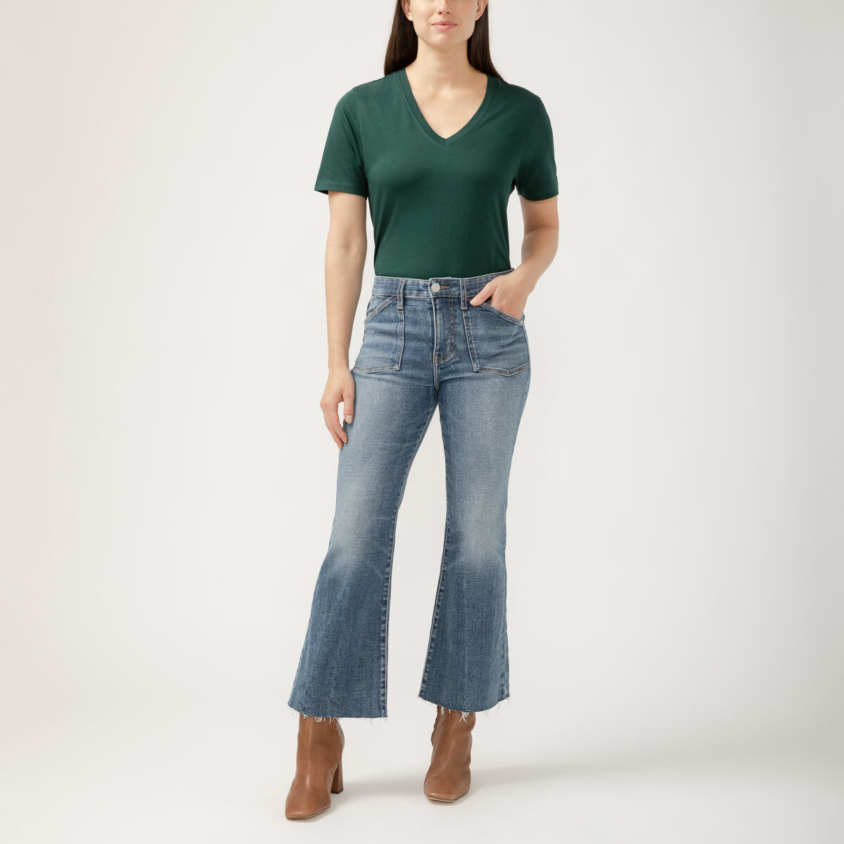 Kait Mid Rise Kick Flare Leg Jeans, Parisian Blue, hi-res image number 0