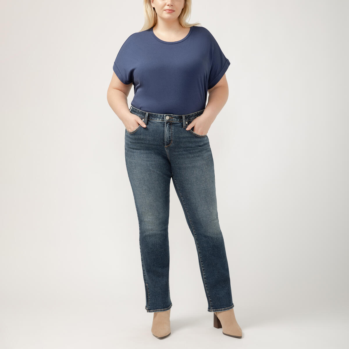 Eloise Mid Rise Bootcut  Jeans Plus Size, Rosier Blue, hi-res image number 0